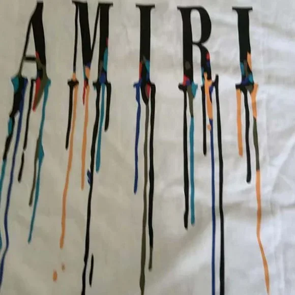 AMIRI Classic Flowing Colorful Letter Print White Short Sleeves - Picture 7 of 9